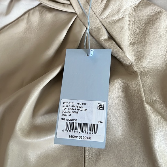 Antonio Melani Tobar Genuine Leather Twist Halter Neck Sleeveless Top. - Picture 11 of 11